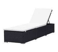 vidaXL Tumbona con cojín ratán sintético Blanco Crema