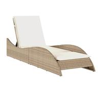 vidaXL Tumbona con Cojín, Sofá de Relax con Respaldo Ajustable, Asiento de Descanso, Mueble para Jardín Patio, Ratán Sintético Beige