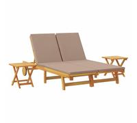 vidaXL Tumbona con cojín Taupé Madera de Acacia Sólida, Recliner Ajustable para Exteriores, Silla Moderna de jardín, Cama de Sol Duradera y Relajante