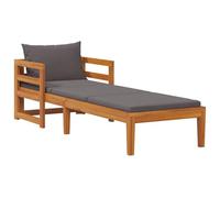 vidaXL Tumbona con Cojines Hamaca Silla Asiento Playa Piscina Cama Patio Terraza Balcón Jardín Relajante Cómodo Gris Oscuro Madera Maciza de Acacia