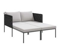 vidaXL Tumbona acolchada gris claro con reposabrazos ajustables Muebles modernos para balcón y jardín resistente a los rayos UV plegable diseño compacto muebles de verano tumbona para 2 personas