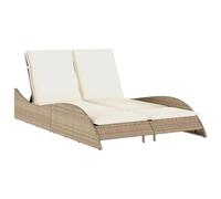 vidaXL Tumbona con Cojines, Sofá de Relax con Respaldo Ajustable, Asiento de Descanso, Mueble para Jardín Patio, Ratán Sintético Beige