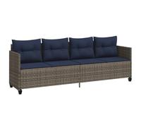 vidaXL Tumbona con Cojines, Sofá Exterior Descanso, Tumbona de Jardín, Mueble Asiento para Patio Terraza Balcón, Ratán Sintético Gris