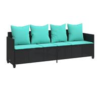 vidaXL Tumbona con Cojines, Sofá Exterior Descanso, Tumbona de Jardín, Mueble Asiento para Patio Terraza Balcón, Ratán Sintético Negro