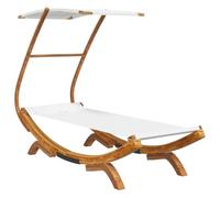 vidaXL Curvada Hamaca con Dosel Tumbona Asiento Jardín Patio Terraza Balcón Playa Piscina Cama Camping Decoración Crema 100x198x150 cm Madera Maciza