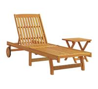 vidaXL Tumbona con mesita Madera Maciza de Acacia, Tumbona de Exterior, Tumbona de jardín, Tumbona de Madera Maciza, Tumbona de terraza