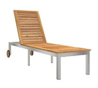 vidaXL Tumbona con Ruedas 207x58x35 cm Madera Sólida de Acacia y Acero Inoxidable