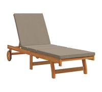 vidaXL Tumbona con Ruedas y cojín en Taupe de Madera Maciza