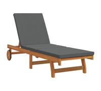 vidaXL Tumbona con Ruedas y cojín Gris Oscuro de Madera sólida