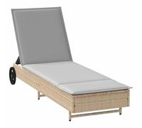 vidaXL Tumbona con Ruedas y cojín ratán sintético Beige, sofá Cama, Tumbona de jardín, Tumbona de Exterior, sofás Cama, tumbonas de jardín