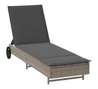 vidaXL Tumbona con Ruedas y cojín ratán sintético Gris