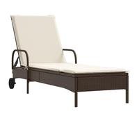vidaXL Tumbona con Ruedas y cojín ratán sintético marrón, sofá Cama, Tumbona de jardín, Tumbona de Exterior, sofás Cama, tumbonas de jardín