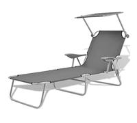 vidaXL Tumbona con toldo de Acero Gris
