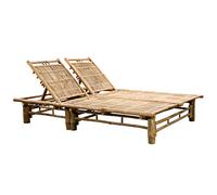 vidaXL Tumbona de bambú para 2 personas, resistente a la intemperie, 3 posiciones ajustables, tumbona para exteriores, tumbona reclinable junto a la piscina, tumbona para patio