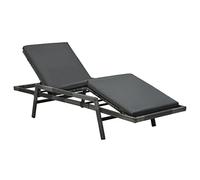 vidaXL Tumbona de Jardín con Cojín Cama Castre Ajustable para Dormir Descansar Relajarse en Exterior Terraza Patio Suave de Ratán Sintético Gris