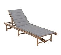 vidaXL Tumbona de Jardín con Cojín Hamaca Silla Asiento Patio Terraza Balcón Exterior Piscina Playa Cama Plegable Ajustable Robusta Bambú