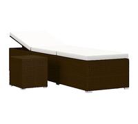 vidaXL Tumbona de Jardín con Cojín Sillón Reclinable al Aire Libre Balcón Patio Jardín Terraza Sofá Cama de Exterior Ratán Sintético Marrón