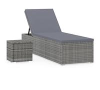 vidaXL Tumbona de Jardín con Cojín Sillón Reclinable al Aire Libre Balcón Patio Jardín Terraza Sofá Cama de Exterior Ratán Sintético Gris