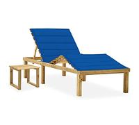 vidaXL Tumbona de Jardín con Mesa y Cojín Silla Asiento Patio Terraza Balcón Exterior Piscina Playa Cama Plegable Ajustable Madera de Pino Impregnada