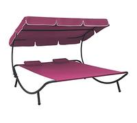 vidaXL Tumbona de Jardín con Toldo y Cojines Dosel Almohada Patio Terraza Balcón Exterior Piscina Playa Cama Sofá Chaise Longue Elegante Rosa