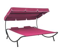 Tumbona De Jardín Con Toldo Y Cojines Rosa Vidaxl