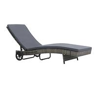 vidaXL Tumbona de Jardín Hamaca de Piscina Tomar Sol Diván de Exterior Jardín con Cojín y Ruedas Ratán Sintético Gris Antracita
