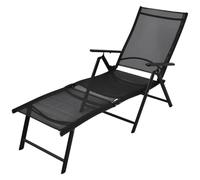 vidaXL Tumbona de Jardín Plegable Aluminio 178x63,5x96 cm Negra Hamaca Patio