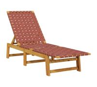 vidaXL Tumbona de Madera Maciza de Acacia y Tela roja, Tumbona de Exterior, Tumbona de jardín, Tumbona reclinable, Tumbona de terraza