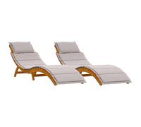 vidaXL Tumbona de Madera Plegable Cojines Ajustables Resistente a la Intemperie Silla de Madera de Acacia sólida cómoda para balcón y Piscina Set de 2 sillas de Asiento