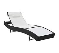 vidaXL Tumbona de Ratán Sintético Negra y Blanca Jardín Patio Piscina Playa