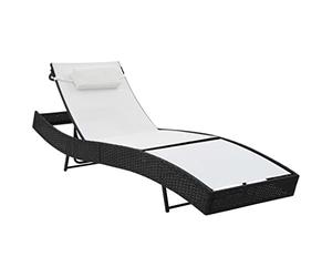 vidaXL Tumbona de Ratán Sintético Negra y Blanca Jardín Patio Piscina Playa