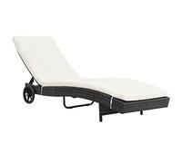 vidaXL Tumbona de Ratán Sintético Negro y Blanco 199x60x37 cm Jardín Terraza