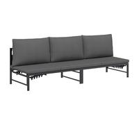 vidaXL Tumbona de Sol para 3 Personas Negro 200 x62 x59 cm Textileno, Tumbona Ajustable, Muebles de Jardín Modernos Resistentes a la Intemperie, Relajación Ergonómica