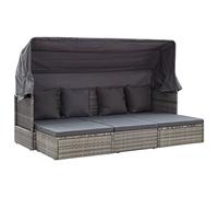 Rogal Tumbona Cama Jardín Techo Ratán Sintético Grises 200x60x124 Cm Rogal
