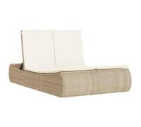 vidaXL Tumbona Doble con Cojines ratán sintético Beige, Tumbona, Cama de día de Exterior, Cama de día de jardín, Tumbona de Exterior
