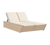 vidaXL Tumbona Doble con Cojines ratán sintético Beige, Tumbona, Tumbona de jardín, Tumbona de Exterior, Tumbona, tumbonas de jardín