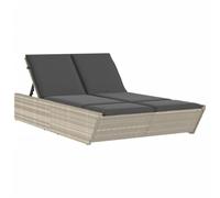 vidaXL Tumbona Doble con Cojines ratán sintético Gris Claro, Tumbona, Tumbona de jardín, Tumbona de Exterior, Tumbona, tumbonas de jardín