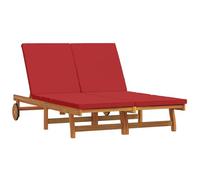 vidaXL Tumbona Doble con Ruedas y cojín de Madera de Acacia Maciza