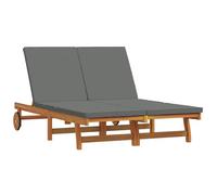 vidaXL Tumbona Doble con Ruedas y cojín de Madera de Acacia Maciza