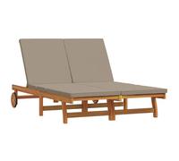 vidaXL Tumbona Doble con Ruedas y cojín de Madera de Acacia Maciza