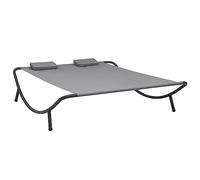 vidaXL Tumbona Doble de Exterior Cama de Sol Jardín Cubrir Sombra para Descansar Dormir Jugar en Playa Parque Parasol de Tela Gris Antracita
