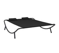 vidaXL Tumbona Doble de Exterior Hamaca Playa Piscina Cama Patio Terraza Balcón Jardín Cómodo Acolchado Relajante Chaise Longue de Tela Negro