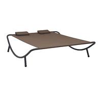 Tumbona Doble De Exterior De Tela Marrón Vidaxl