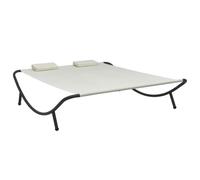 vidaXL Tumbona Doble de Exterior Patio Carpa Exterior Sofá Silla Aire Libre Decoración Toldo Chaise Longue Playa Balcón de Tela Crema