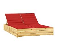 vidaXL Tumbona Doble y Cojines Hamaca Piscina Playa Cama Patio Terraza Balcón Jardín Relajante Chaise Longue Rojo Tinto Madera Pino Impregnada