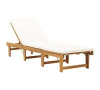 vidaXL Tumbona Estilo Plegable para Jardín con Cojín Asiento Hamaca Exterior Aire Libre de Tomar el Sol Pisicna Diván Patio Madera Maciza de Acacia
