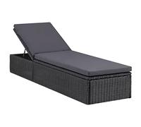 vidaXL Tumbona Hamaca Cama Chaise Longue Sofá Jardín Patio Pisina Ligera Suave Cómoda Interior Exterior de Ratán Sintético Negra y Gris Oscuro