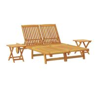 vidaXL Tumbona Marrón Madera de Acacia Sólida, Recliner Ajustable para Exteriores, Silla Moderna de jardín, Cama de Sol Duradera y Relajante