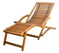 vidaXL Tumbona Modelo con reposapiés de madera acacia, fácil de plegar