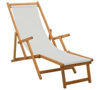 vidaXL Tumbona Plegable 3 Posición Madera de Eucalipto Maciza Crema